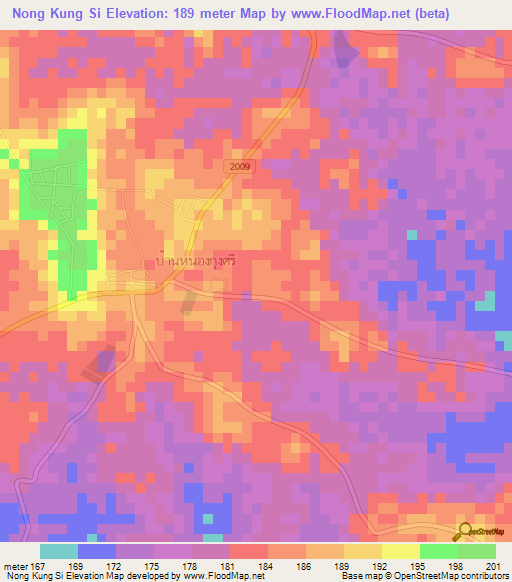 Nong Kung Si,Thailand Elevation Map