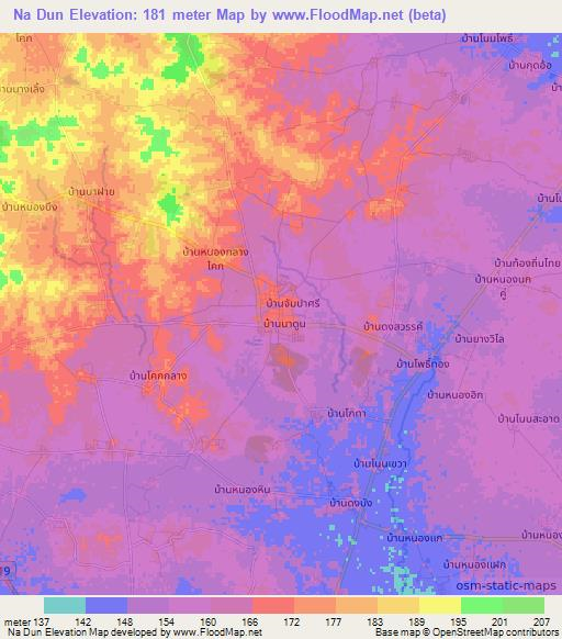 Na Dun,Thailand Elevation Map