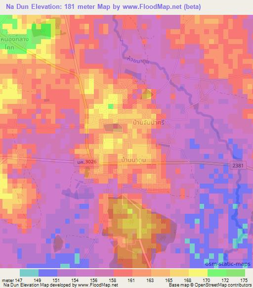 Na Dun,Thailand Elevation Map