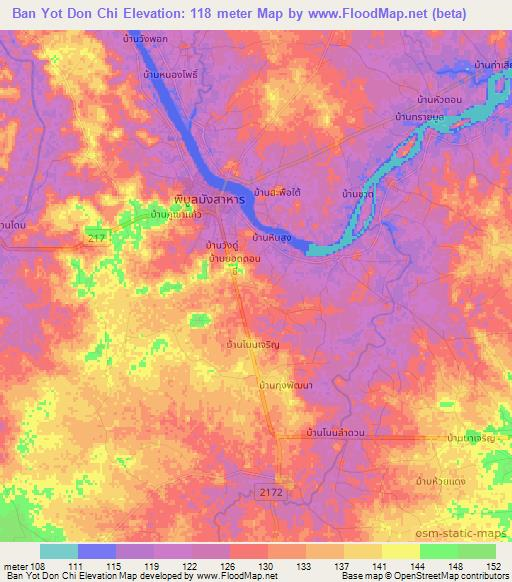 Ban Yot Don Chi,Thailand Elevation Map