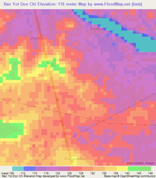 Ban Yot Don Chi,Thailand Elevation Map