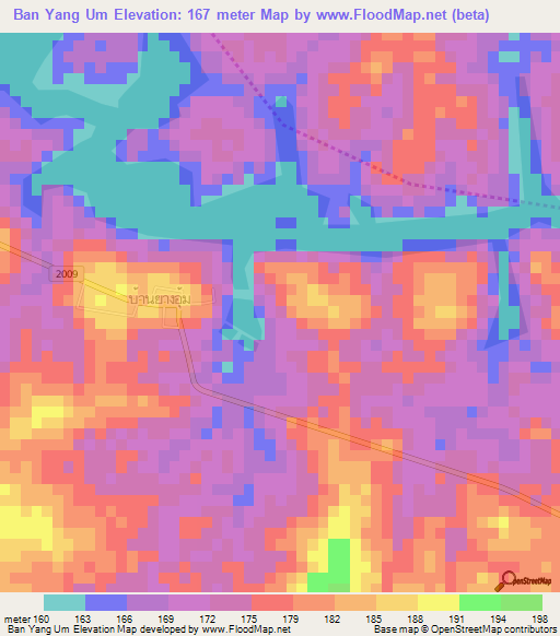 Ban Yang Um,Thailand Elevation Map