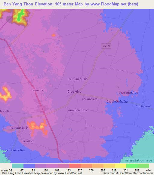 Ban Yang Thon,Thailand Elevation Map