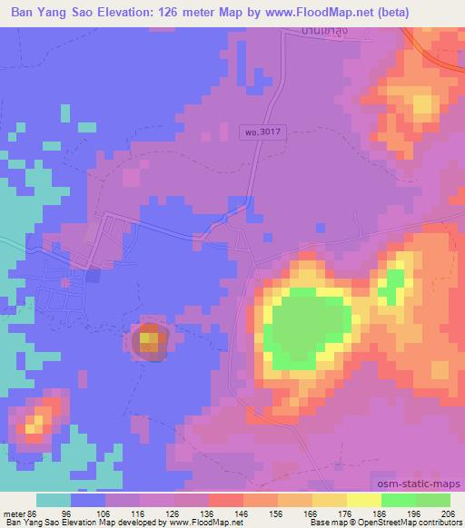 Ban Yang Sao,Thailand Elevation Map