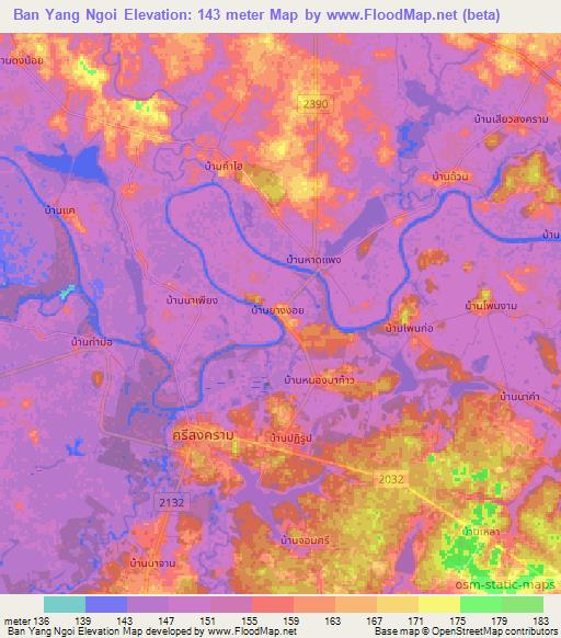 Ban Yang Ngoi,Thailand Elevation Map