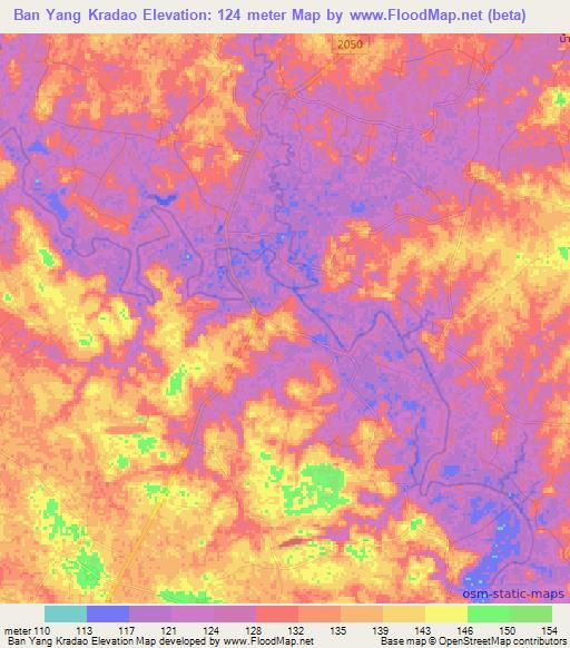 Ban Yang Kradao,Thailand Elevation Map
