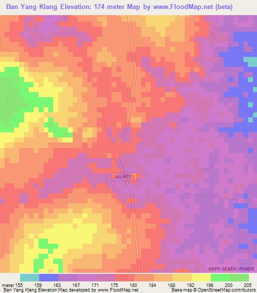 Ban Yang Klang,Thailand Elevation Map