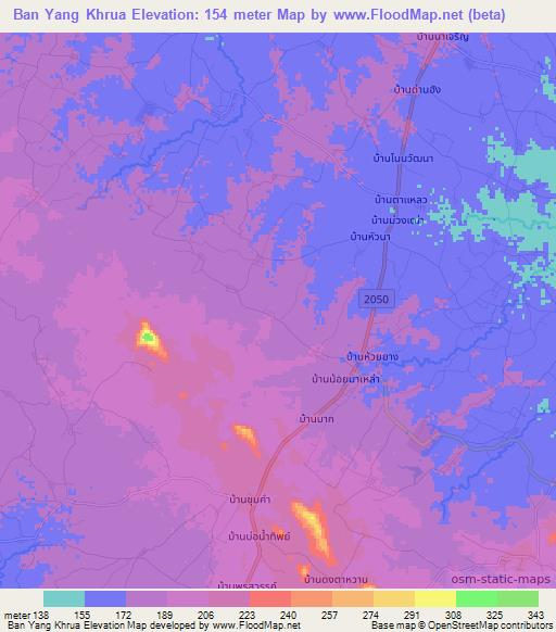 Ban Yang Khrua,Thailand Elevation Map