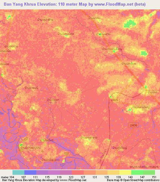 Ban Yang Khrua,Thailand Elevation Map