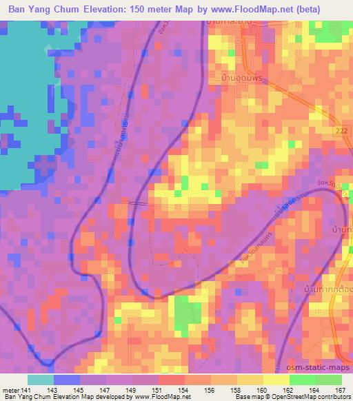 Ban Yang Chum,Thailand Elevation Map
