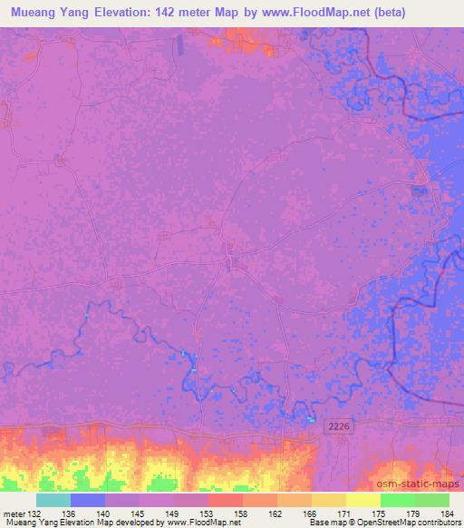 Mueang Yang,Thailand Elevation Map