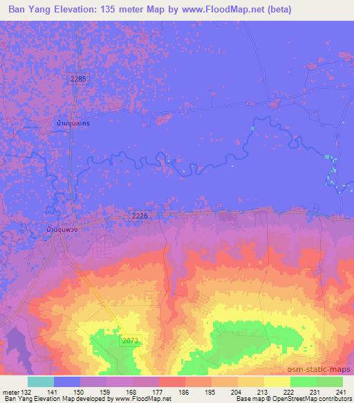 Ban Yang,Thailand Elevation Map