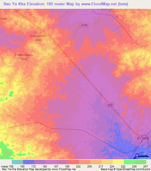 Ban Ya Kha,Thailand Elevation Map