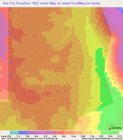 Ban Yai,Thailand Elevation Map
