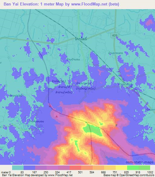 Ban Yai,Thailand Elevation Map