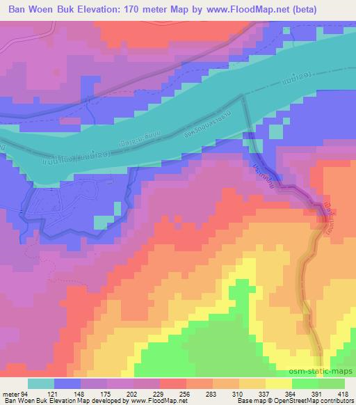 Ban Woen Buk,Thailand Elevation Map