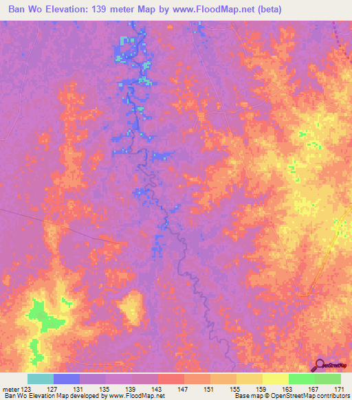 Ban Wo,Thailand Elevation Map