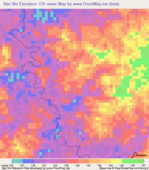 Ban Wo,Thailand Elevation Map