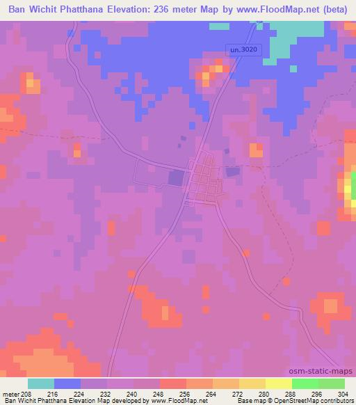 Ban Wichit Phatthana,Thailand Elevation Map