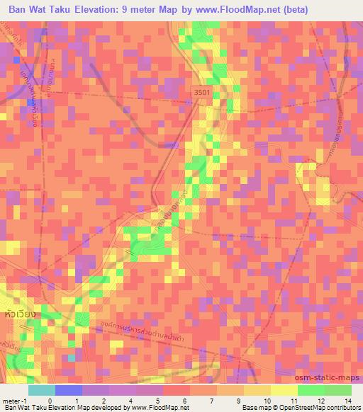 Ban Wat Taku,Thailand Elevation Map