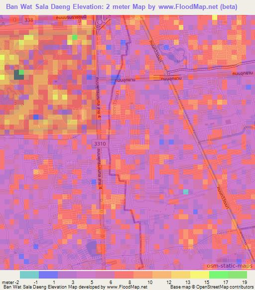 Ban Wat Sala Daeng,Thailand Elevation Map