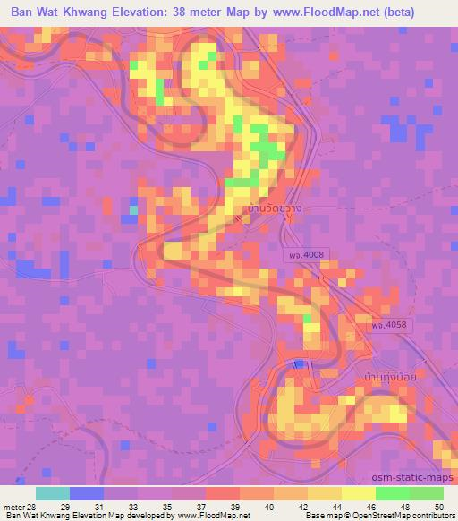 Ban Wat Khwang,Thailand Elevation Map