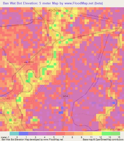 Ban Wat Bot,Thailand Elevation Map