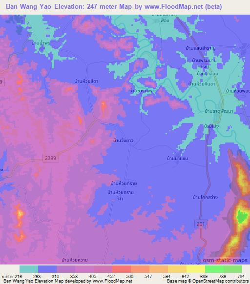 Ban Wang Yao,Thailand Elevation Map