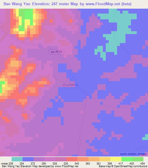 Ban Wang Yao,Thailand Elevation Map