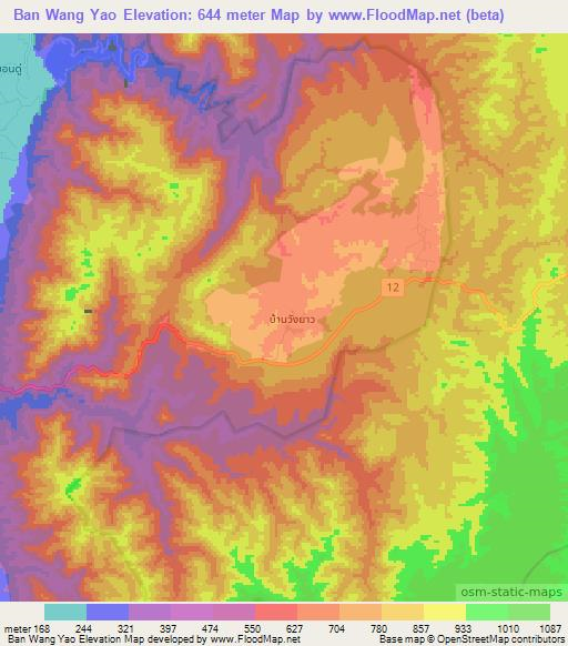 Ban Wang Yao,Thailand Elevation Map