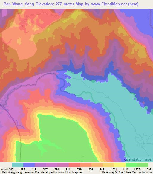 Ban Wang Yang,Thailand Elevation Map