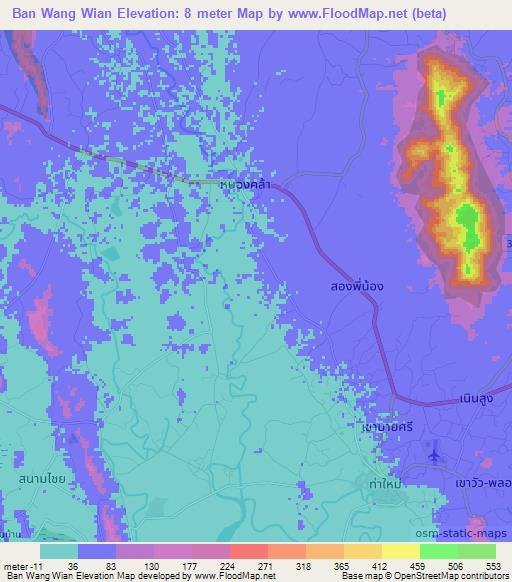 Ban Wang Wian,Thailand Elevation Map