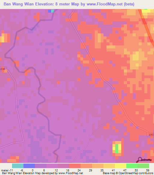 Ban Wang Wian,Thailand Elevation Map