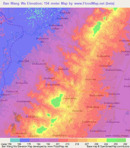 Ban Wang Wa,Thailand Elevation Map