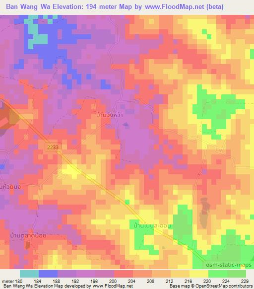 Ban Wang Wa,Thailand Elevation Map