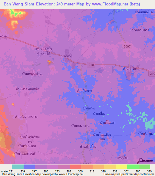 Ban Wang Siam,Thailand Elevation Map