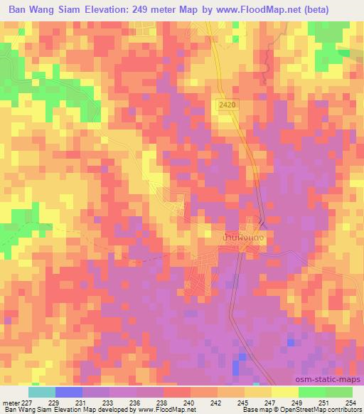 Ban Wang Siam,Thailand Elevation Map