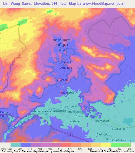 Ban Wang Sawap,Thailand Elevation Map