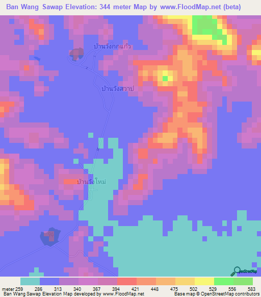 Ban Wang Sawap,Thailand Elevation Map
