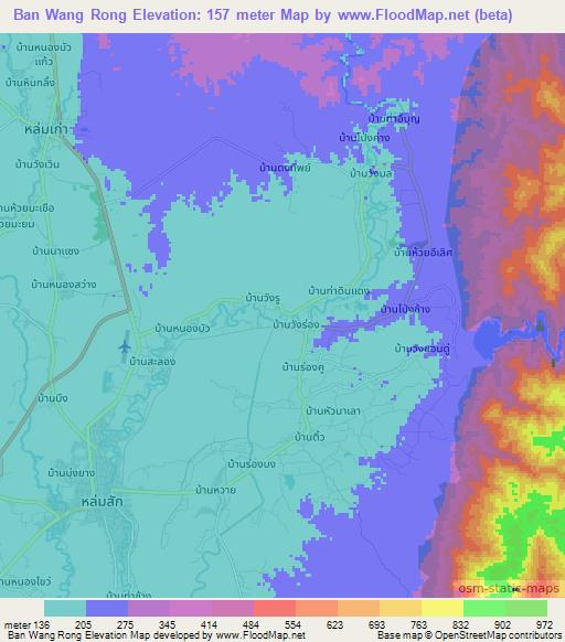 Ban Wang Rong,Thailand Elevation Map
