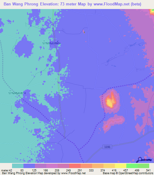 Ban Wang Phrong,Thailand Elevation Map