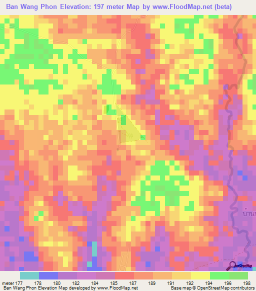 Ban Wang Phon,Thailand Elevation Map