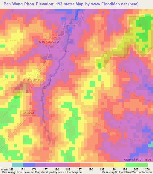 Ban Wang Phon,Thailand Elevation Map
