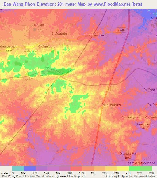Ban Wang Phon,Thailand Elevation Map