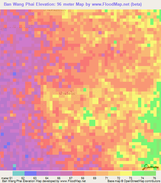 Ban Wang Phai,Thailand Elevation Map