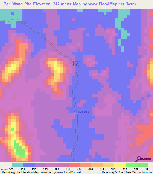 Ban Wang Pha,Thailand Elevation Map