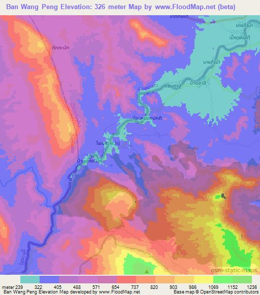 Ban Wang Peng,Thailand Elevation Map
