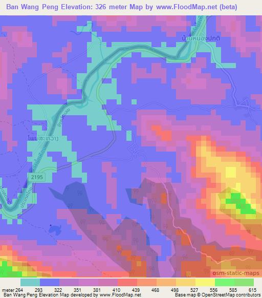 Ban Wang Peng,Thailand Elevation Map