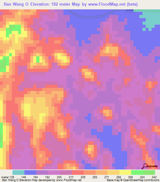 Ban Wang O,Thailand Elevation Map