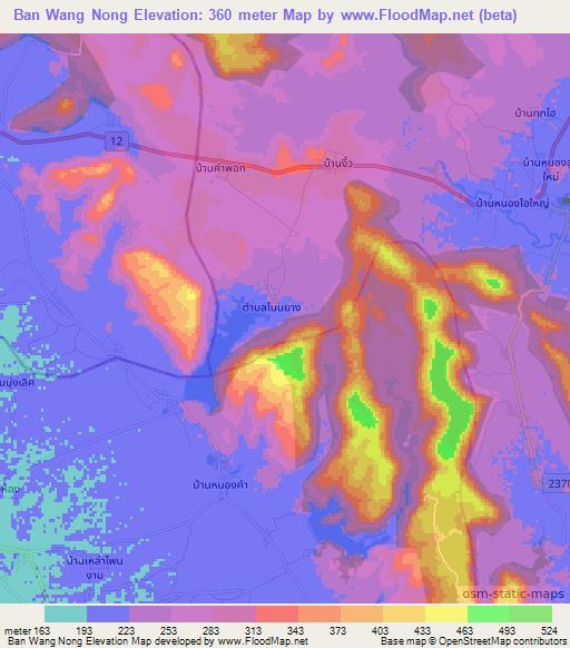 Ban Wang Nong,Thailand Elevation Map